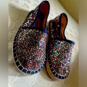 NWOT Alpargatus espadrilles. Size 26 /9,5 Camping Lovely/ Multicolor sparkles